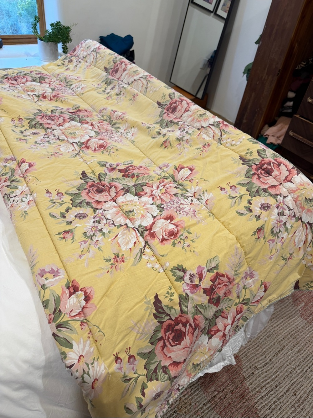 Vtg Ralph Lauren 100% cotton Sophie Brooke Yellow Floral Comforter Full/Queen